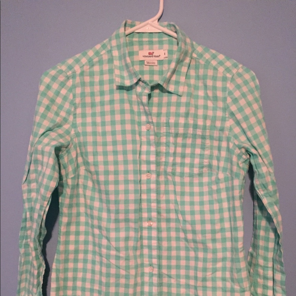 Vineyard Vines Mint Gingham Button Down - image 2